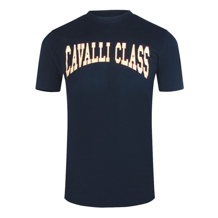 Cavalli Class Cavalli Class Men's Varsity Logo Navy Blue T-Shirt - 1