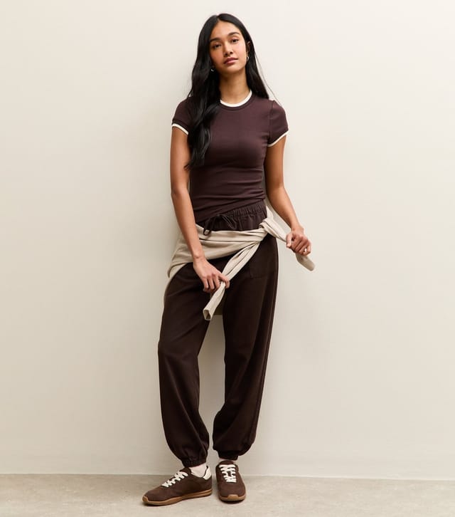 New Look Women's Brown Contrast Edge Baby Tee New Look - 3