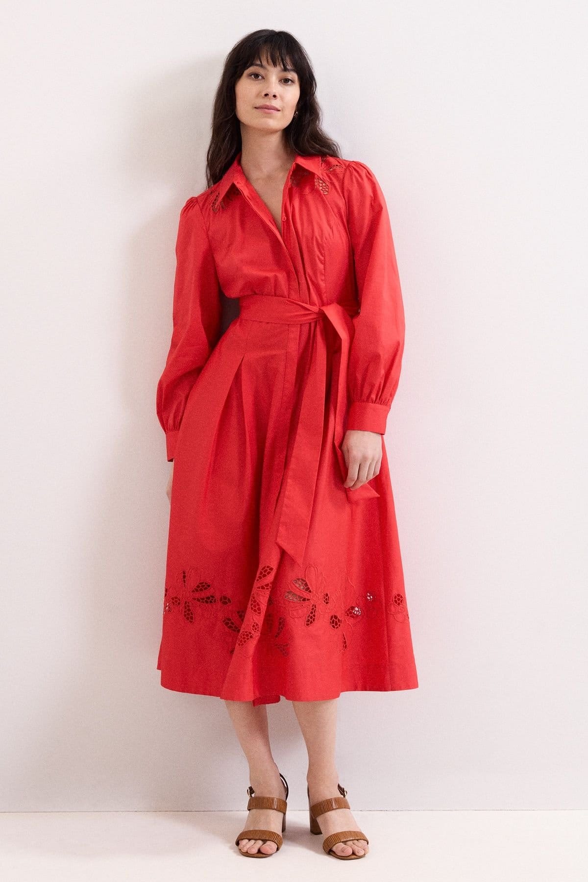 Phase Eight Phase Eight Women's Kim Cutwork Hem Midi Dress in Scarlet - 1