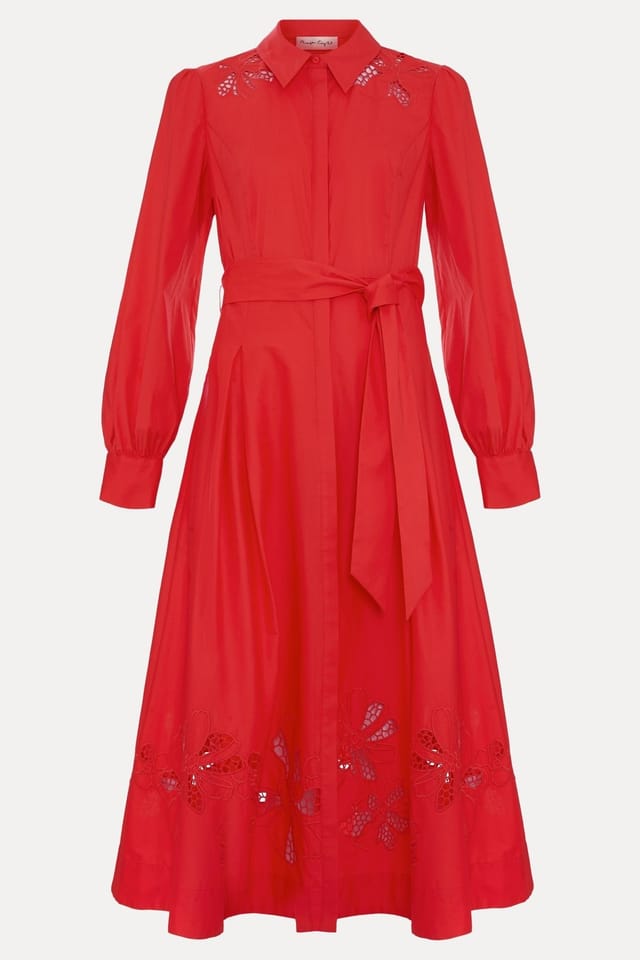 Phase Eight Phase Eight Women's Kim Cutwork Hem Midi Dress in Scarlet - 2