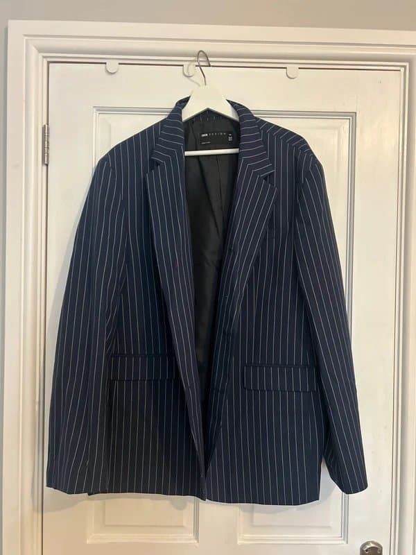 ASOS Design Navy & White Striped Blazer