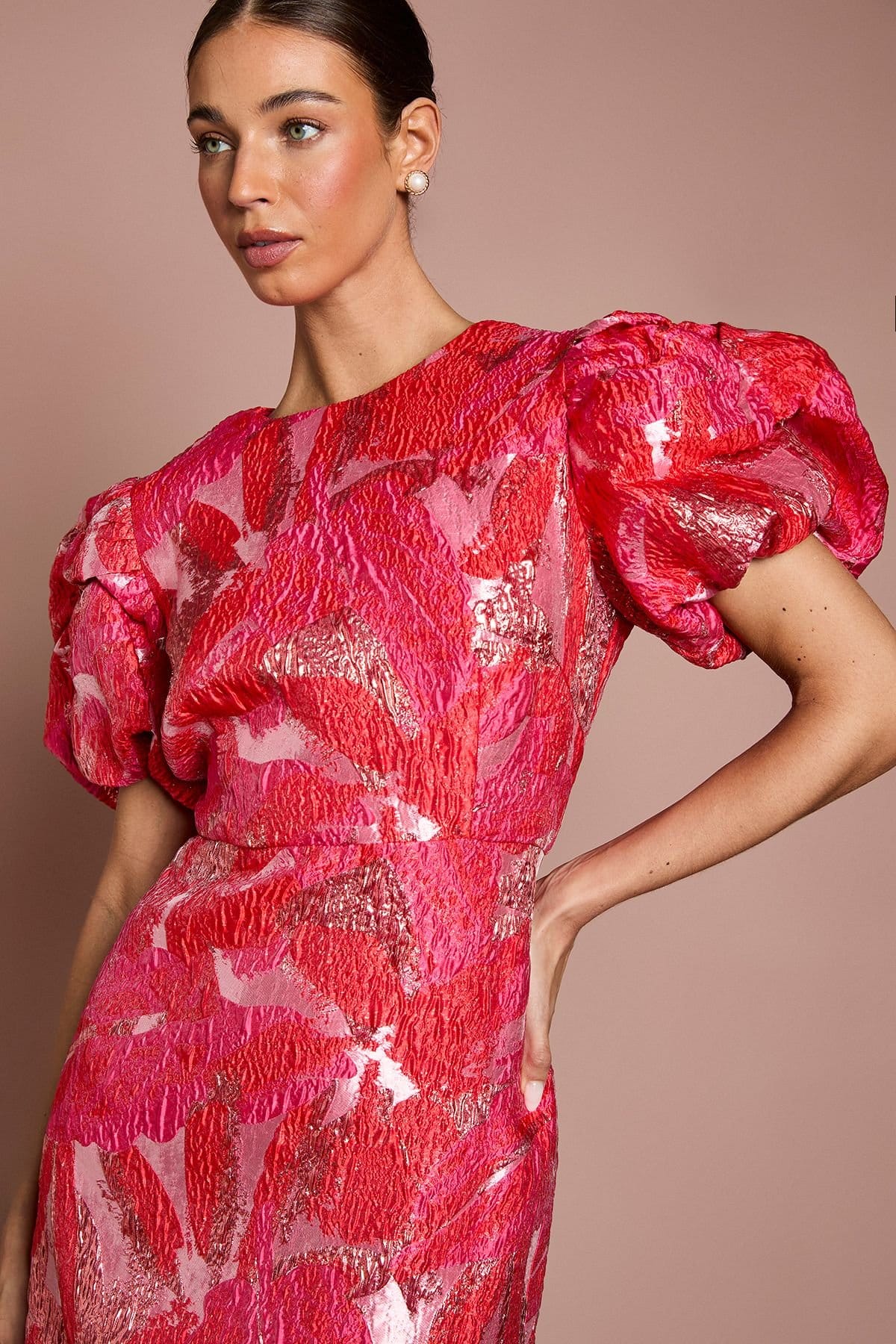 Coast Coast Women's Jacquard Button Detail Mini Dress in Red - 4