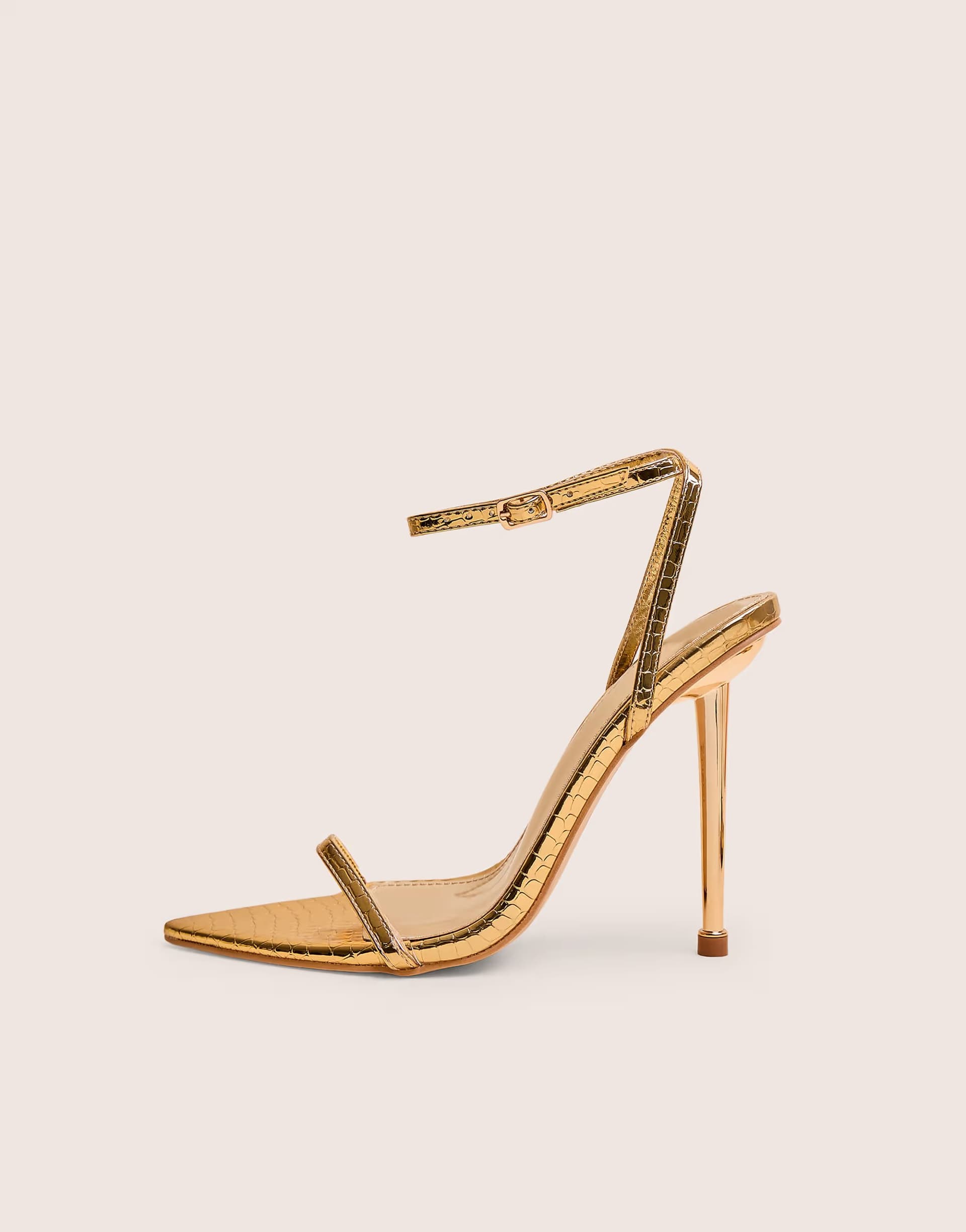 ASOS ASOS Gold Croc Barely There Pointed Toe Stiletto Heels