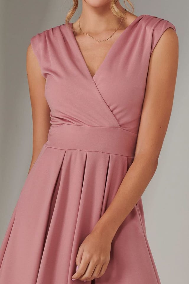 Jolie Moi Jolie Moi Women's Plain Sleeveless Midi Dress in Dusty Pink - 3