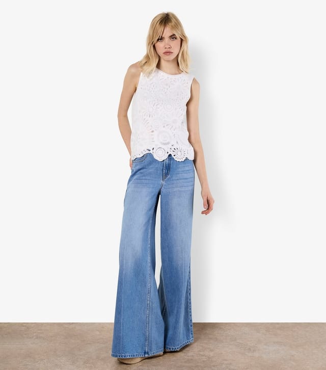 Apricot Women's White Crochet Sunflower Sleeveless Top Apricot New Look - 3