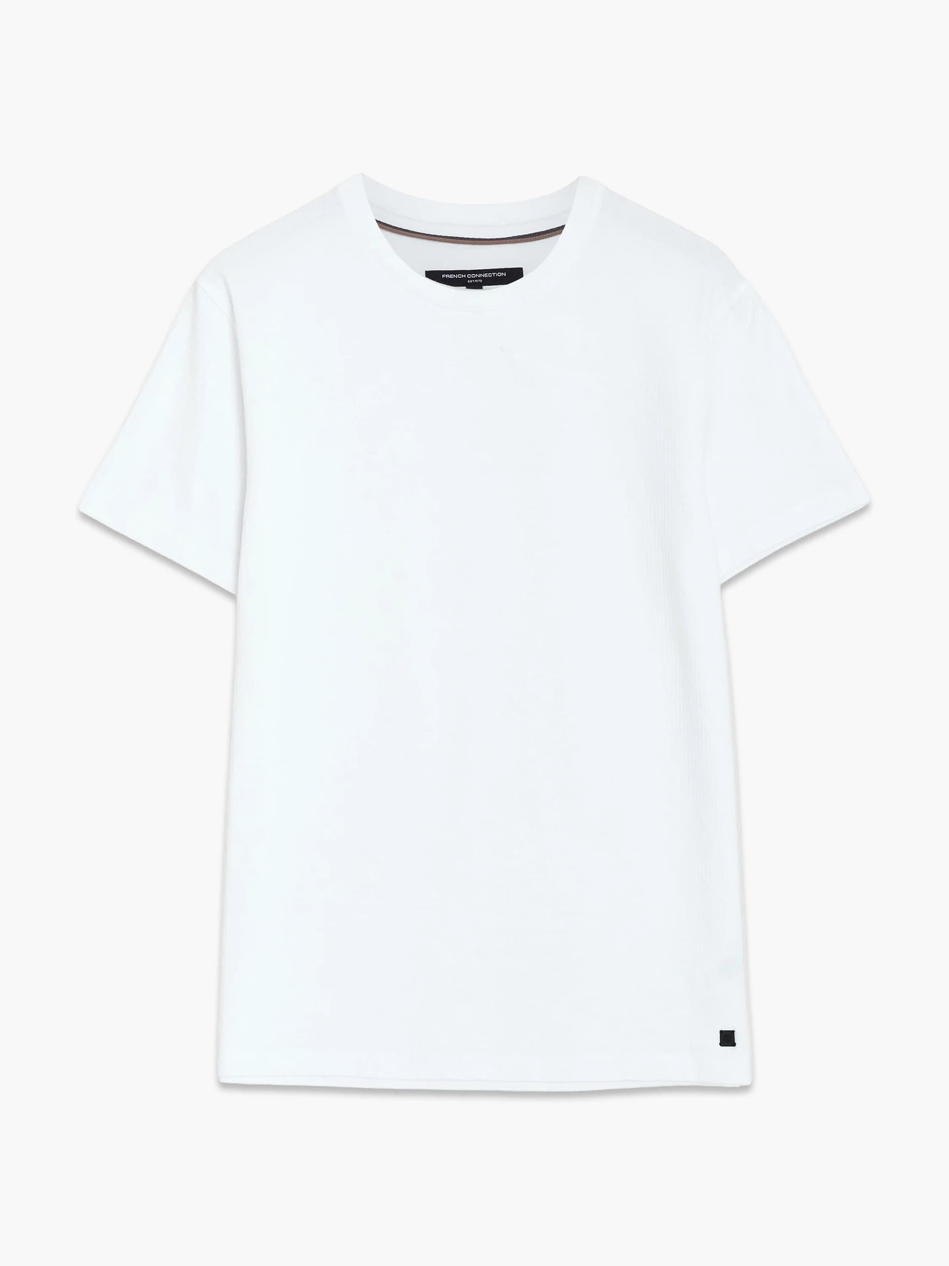 French Connection Short Sleeve Micro Seersucker Stripe T-Shirt White