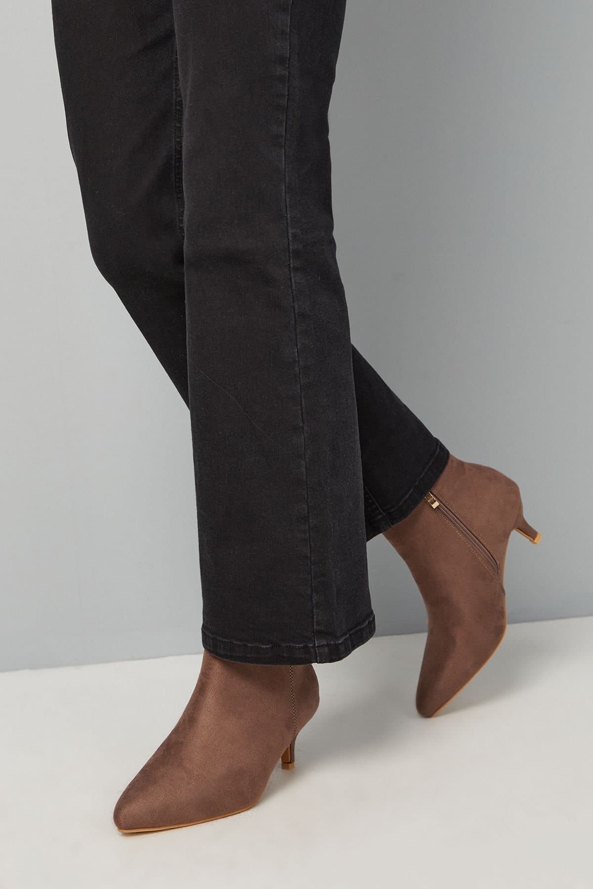 Wallis Wallis Beige Faux Suede Kitten Heel Ankle Boots