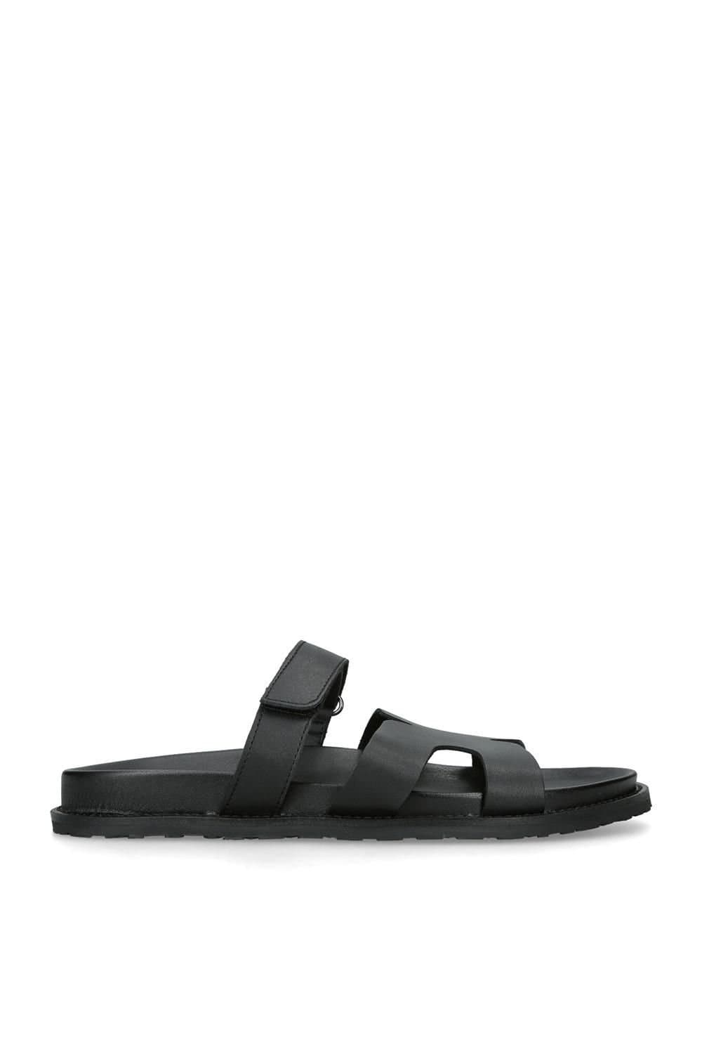Steve Madden Steve Madden Men's 'Manu 017' Black Leather Sandals