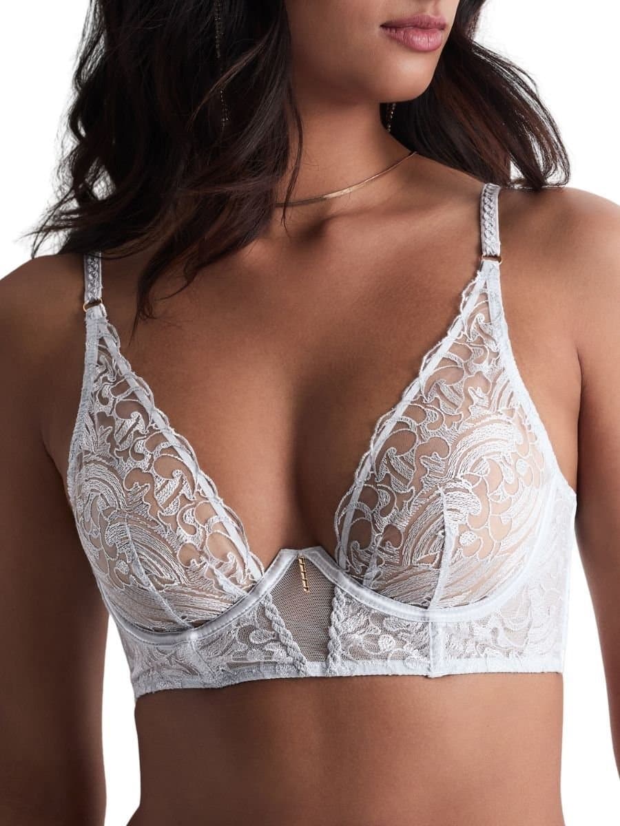 Aubade Aubade Blue Lace Bustier in Satin