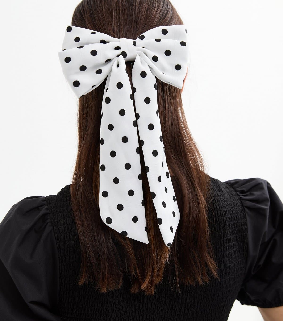 New Look White Polka Dot Bow Hair Clip New Look