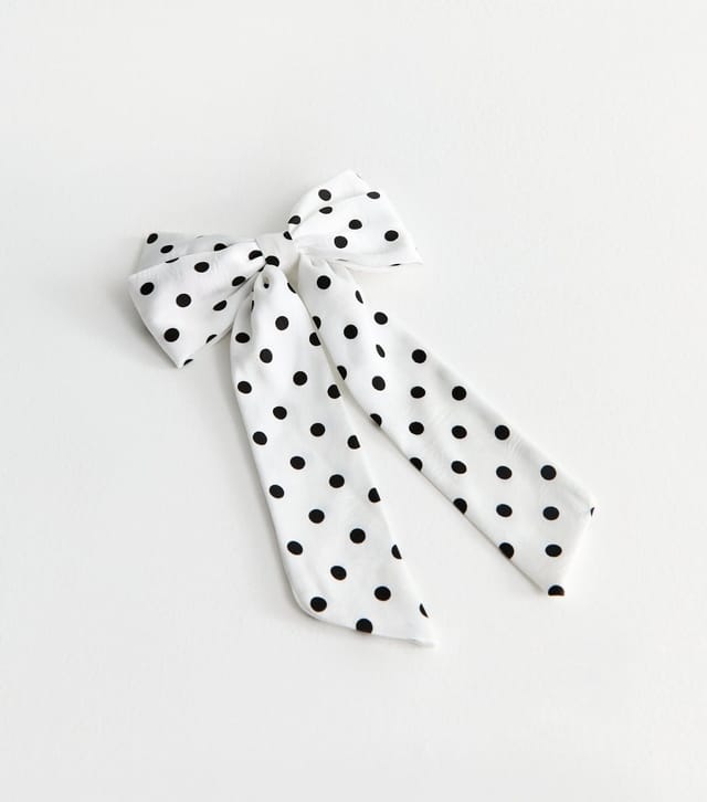 New Look White Polka Dot Bow Hair Clip New Look - 2