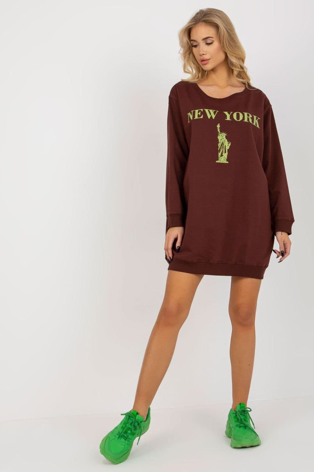 Love Lace Love Lace Women's Oversized Casual Sweatshirt With Bold Front Print in Brown