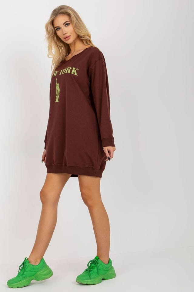 Love Lace Love Lace Women's Oversized Casual Sweatshirt With Bold Front Print in Brown - 3