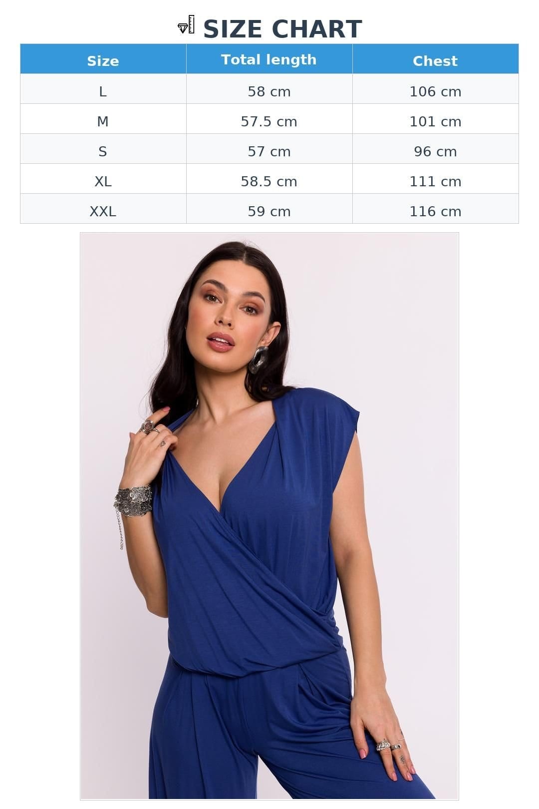 Love Lace Love Lace Women's Viscose Knit Envelope Blouse with Batwing Sleeves in Blue - 4