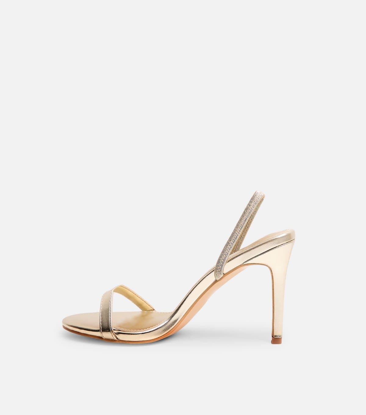 Public Desire Women's Gold Barely Round Slingback Stiletto Sandals Public Desire New Look