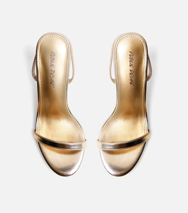 Public Desire Women's Gold Barely Round Slingback Stiletto Sandals Public Desire New Look - 2