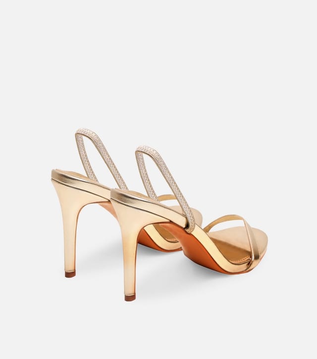 Public Desire Women's Gold Barely Round Slingback Stiletto Sandals Public Desire New Look - 3