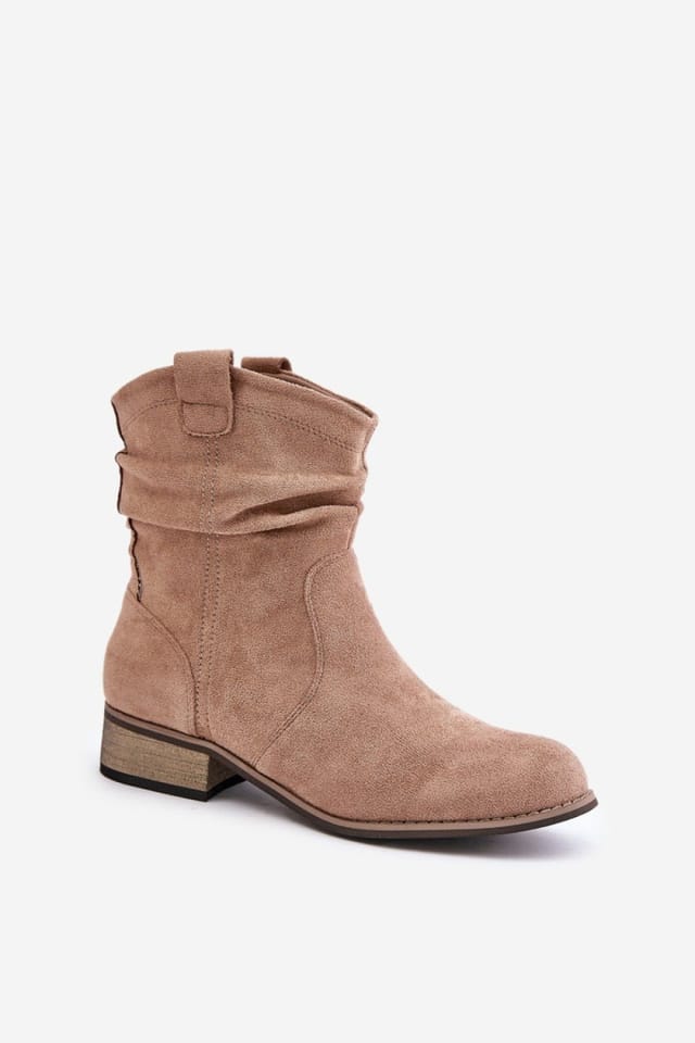 Love Lace Love Lace Women's Suede Ankle Boots with Low Block Heel Zipper Insulated Lining in Beige - 2