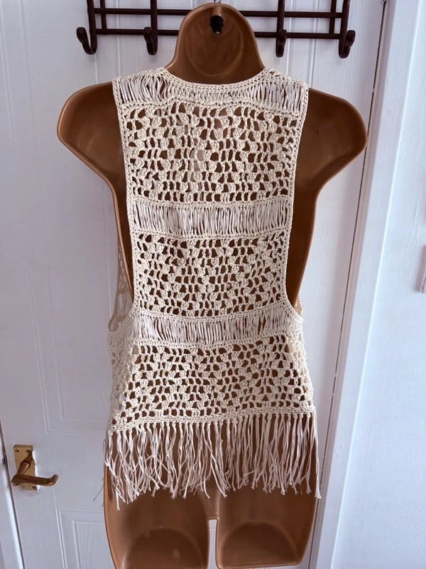 Jane Norman Cream Crochet Beach Holiday Top Size 8 10