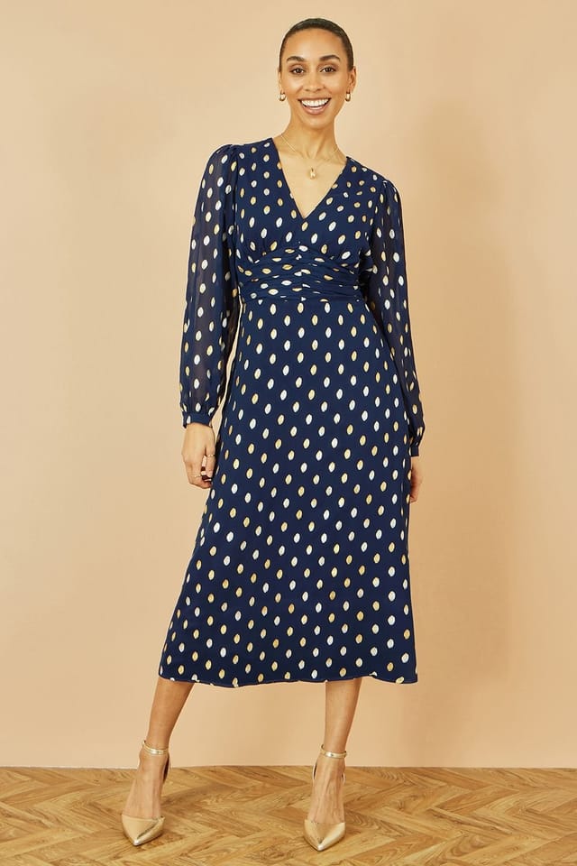 Yumi Yumi Women's Navy Foil Print Midi Dress - 3