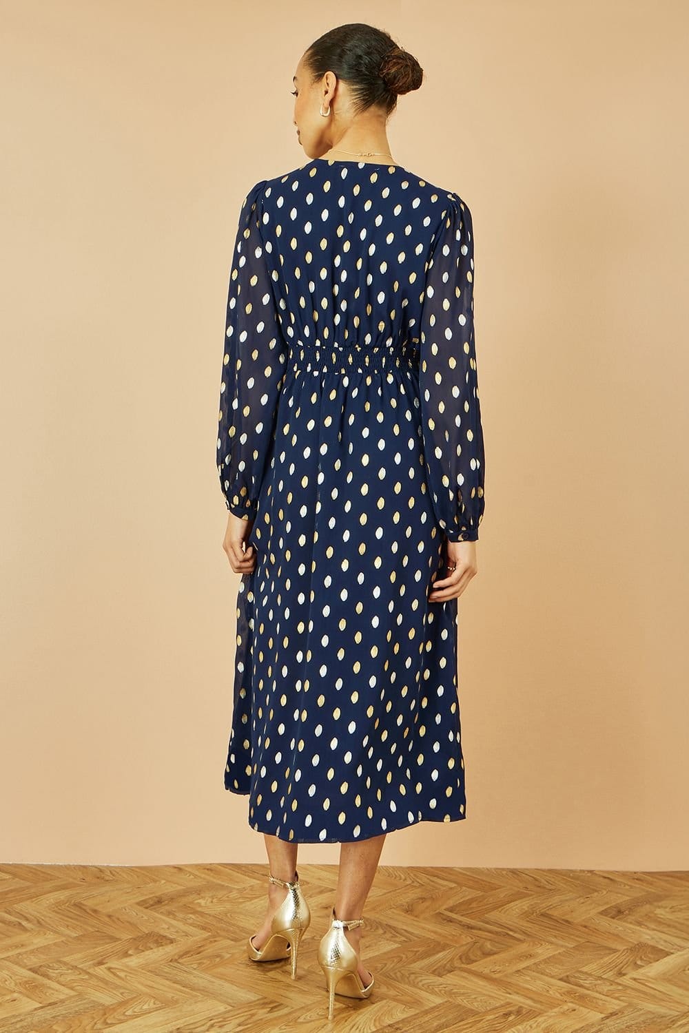 Yumi Yumi Women's Navy Foil Print Midi Dress - 4