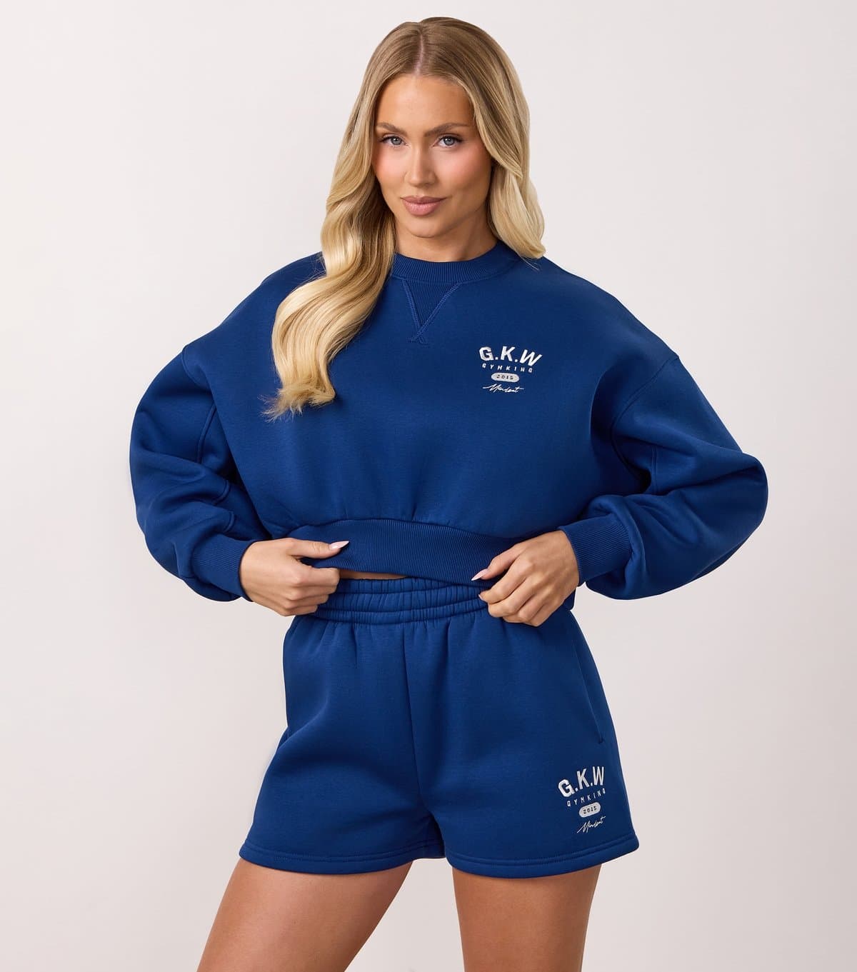 Gym King Gym King Navy Jersey Cropped Sweatshirt