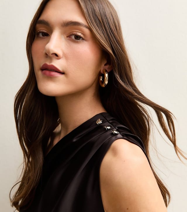 New Look Women's Dark Brown Satin One Shoulder Tie Waist Dress New Look - 2