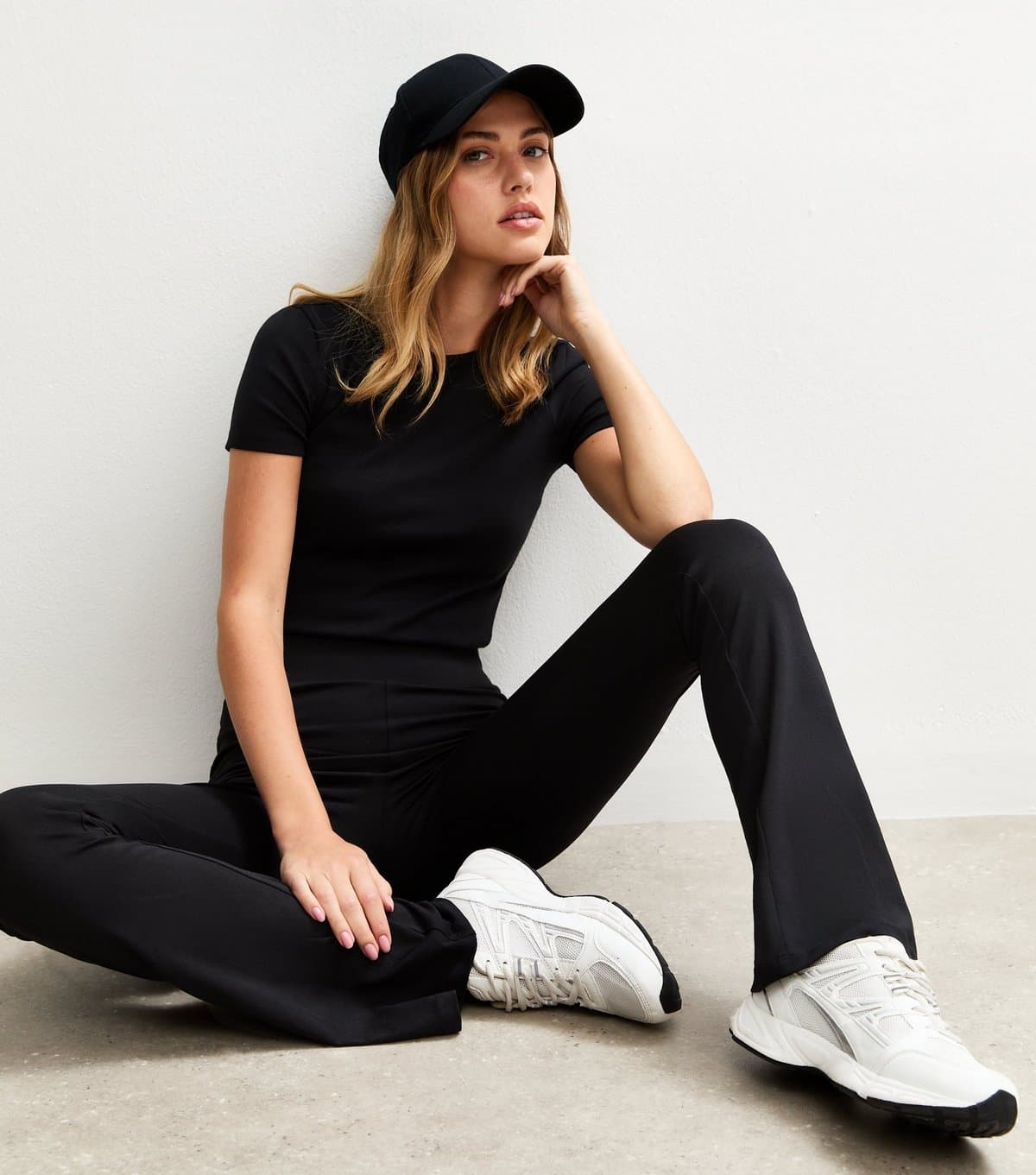 New Look Women's Black High Waist Jersey Kick Flare Leggings New Look