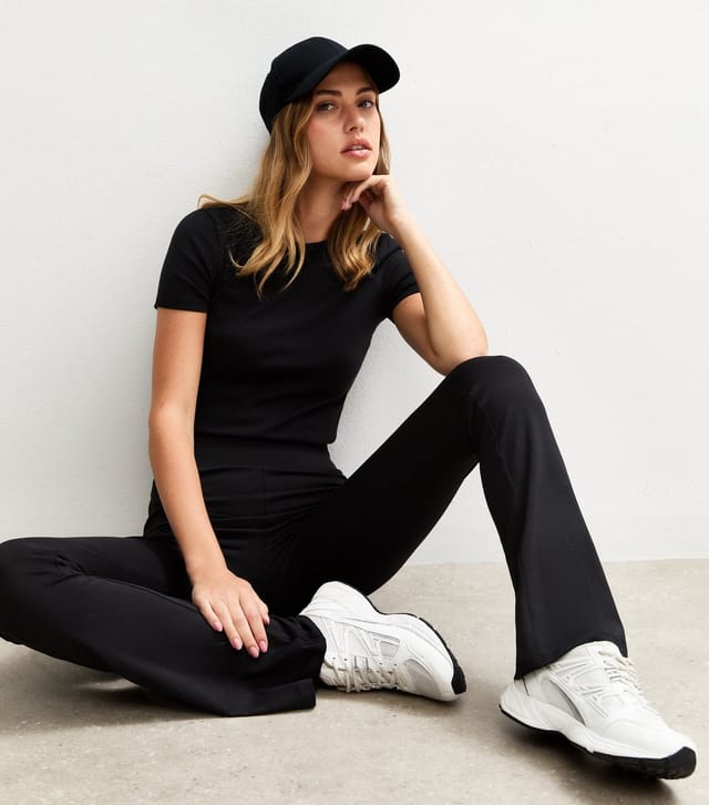 New Look Women's Black High Waist Jersey Kick Flare Leggings New Look - 2