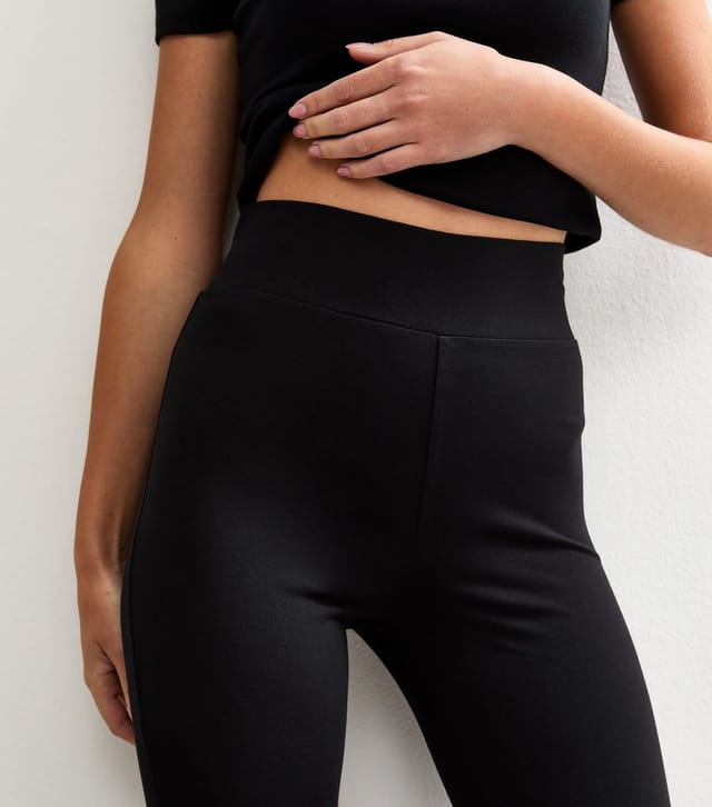 New Look Women's Black High Waist Jersey Kick Flare Leggings New Look - 3