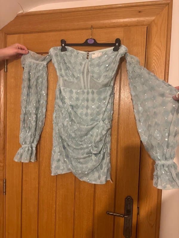 ASOS ASOS Luxe blue/turquoise sparkly sequin mini dress