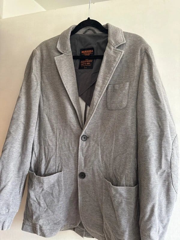 Bershka Men's Grey Cotton Blazer