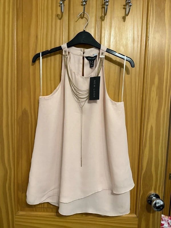 New Look Rose Chiffon Layered Blouse Size 10
