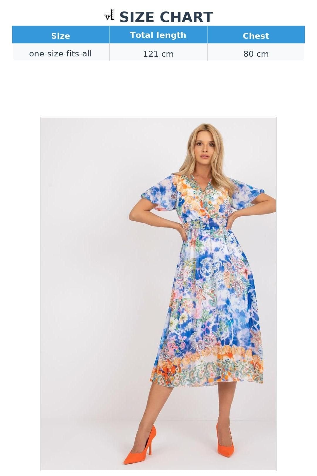 Love Lace Love Lace Women's Flared Midi Day Dress with Heart Print Belt in Blue - 4