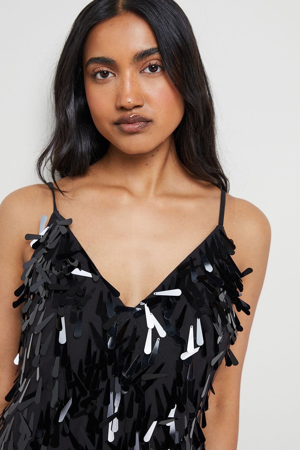 Warehouse Warehouse Women's Premium Teardrop Embellished Bias Cut Midi Dress in Black - 4