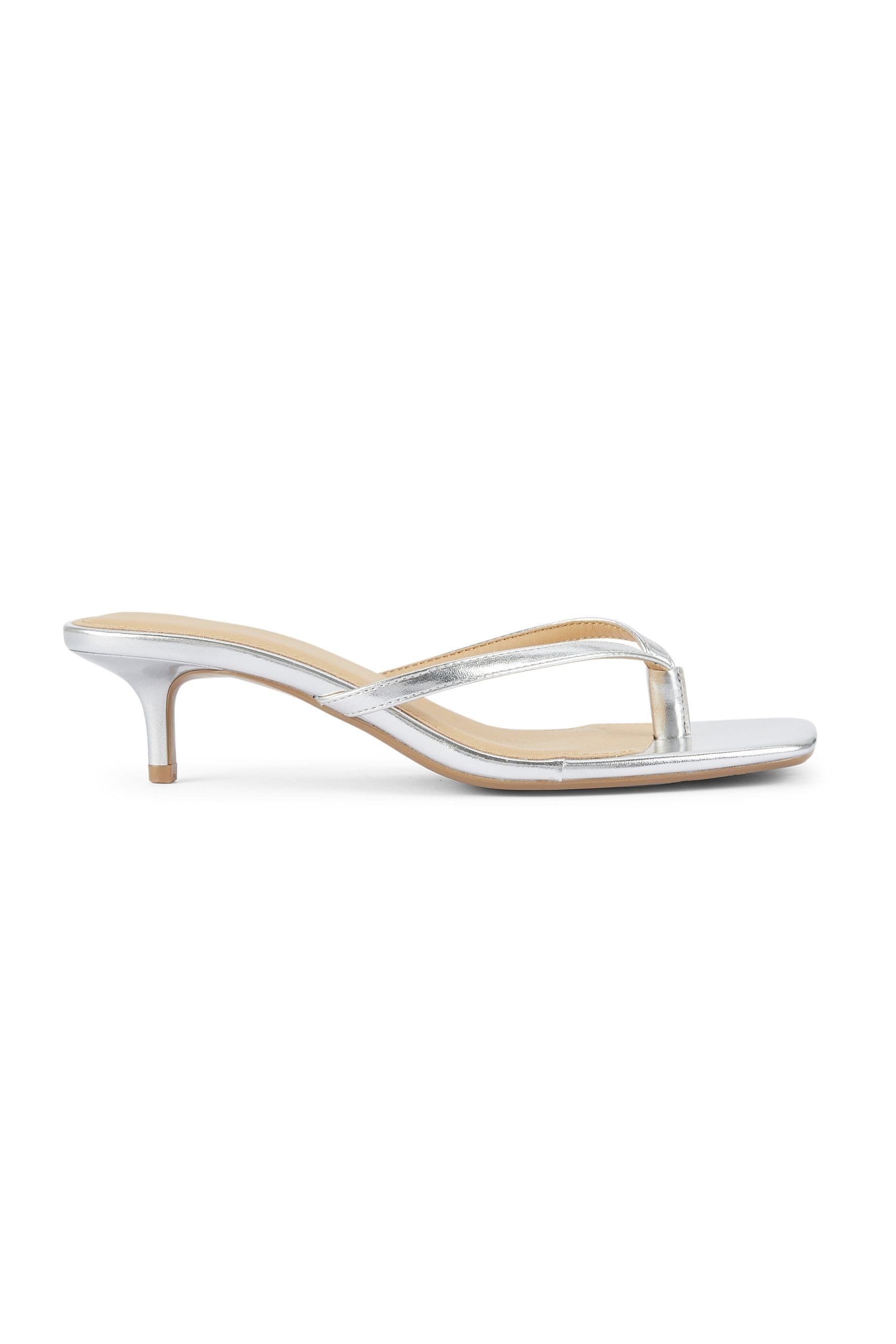 Truffle Collection Truffle Collection Women's Heeled Mules Buckle Polyurethane Kitten Heel Summer Shoes in Silver - 4