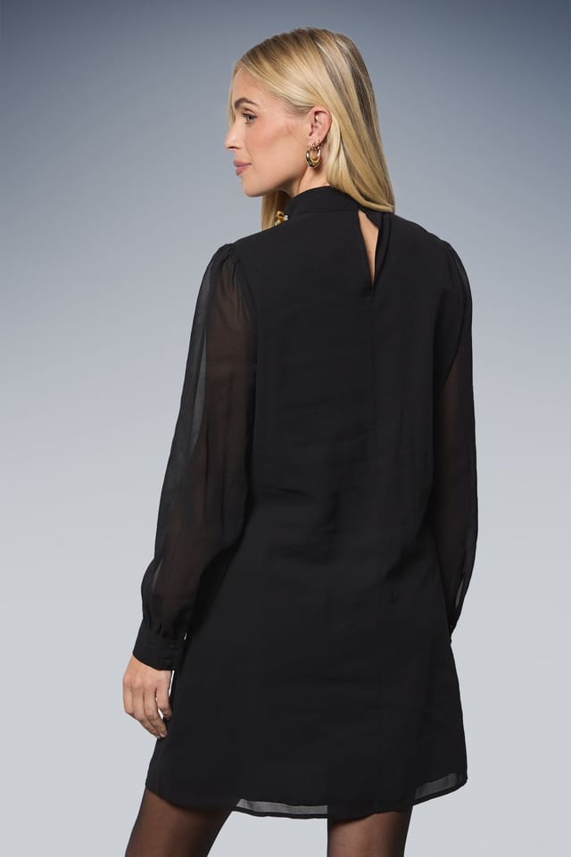 Wallis Wallis Women's Petite Floral Embellished Neck Shift Dress in Black - 3