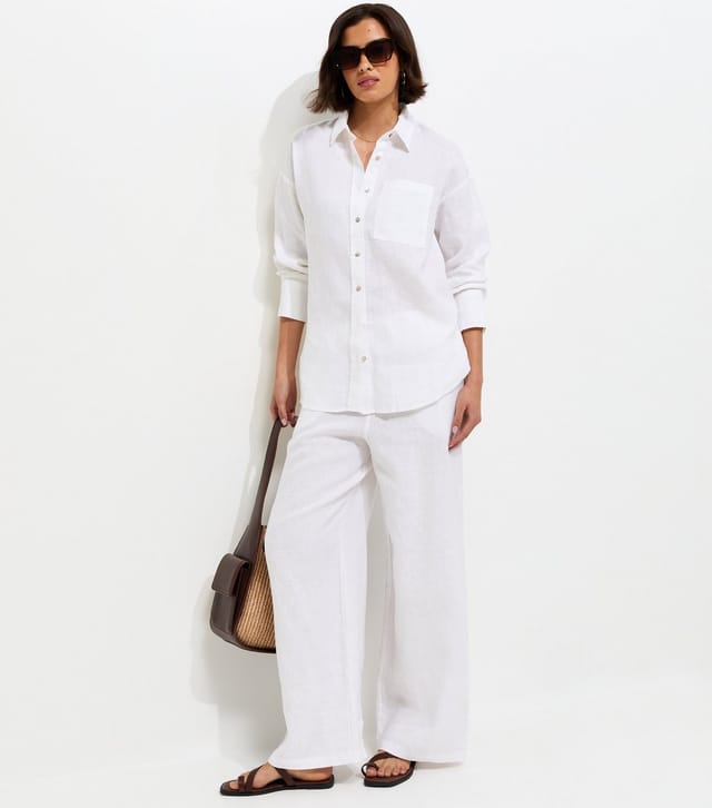 New Look Women's White Linen Oversized Long Sleeve Shirt New Look - 3