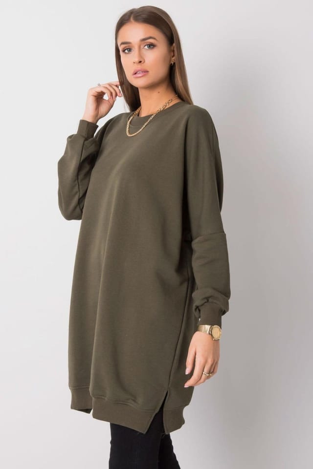 Love Lace Love Lace Women's Cotton Elastane Sweatshirt Dress Loose Fit Style 222420 in Green - 2