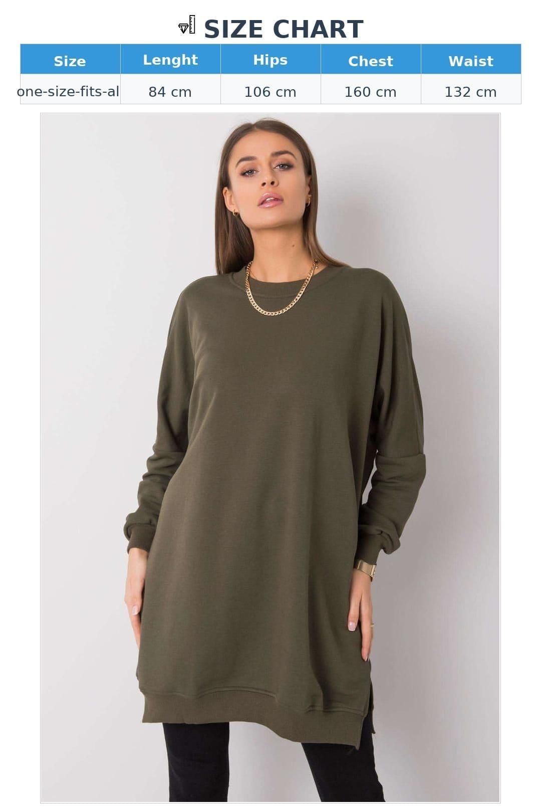 Love Lace Love Lace Women's Cotton Elastane Sweatshirt Dress Loose Fit Style 222420 in Green - 4