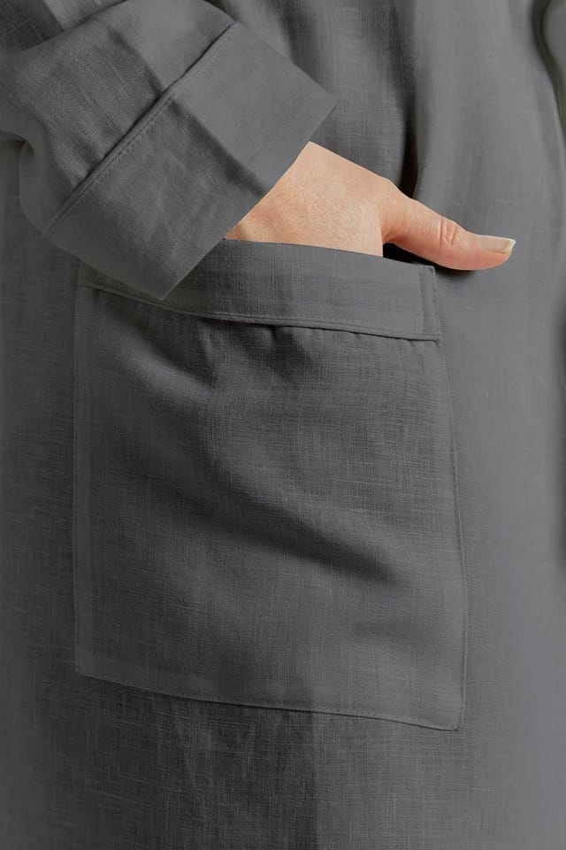 Lazy Linen Lazy Linen Women's 'Pure Washed Linen' Bathrobe in Charcoal - 3