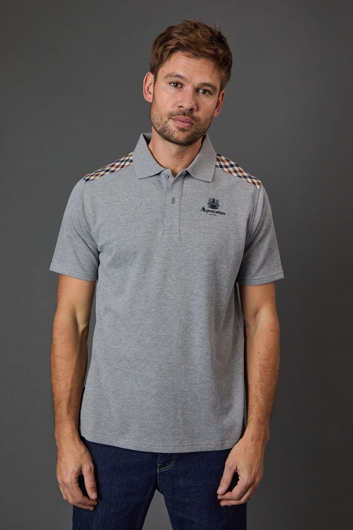 Aquascutum Aquascutum Men's Stripes Piquet Polo Grey
