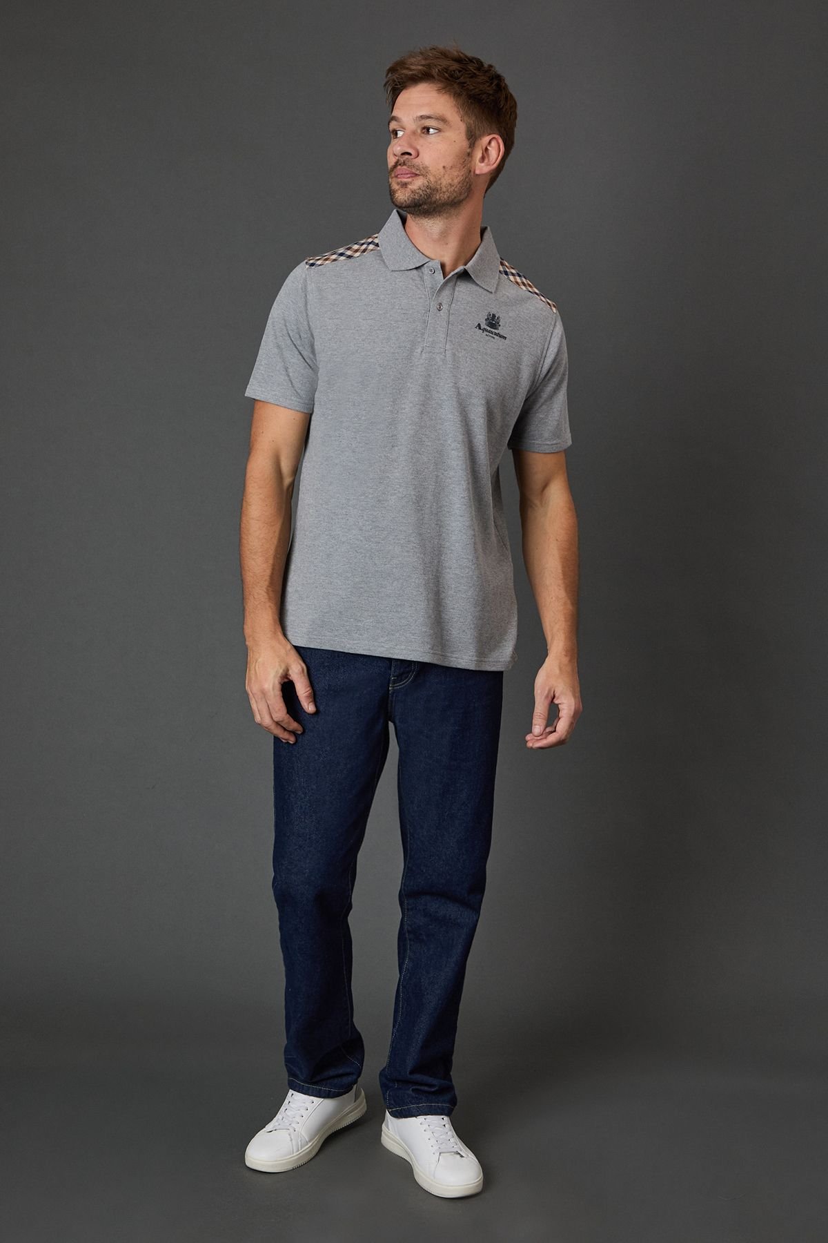 Aquascutum Aquascutum Men's Stripes Piquet Polo Grey - 4