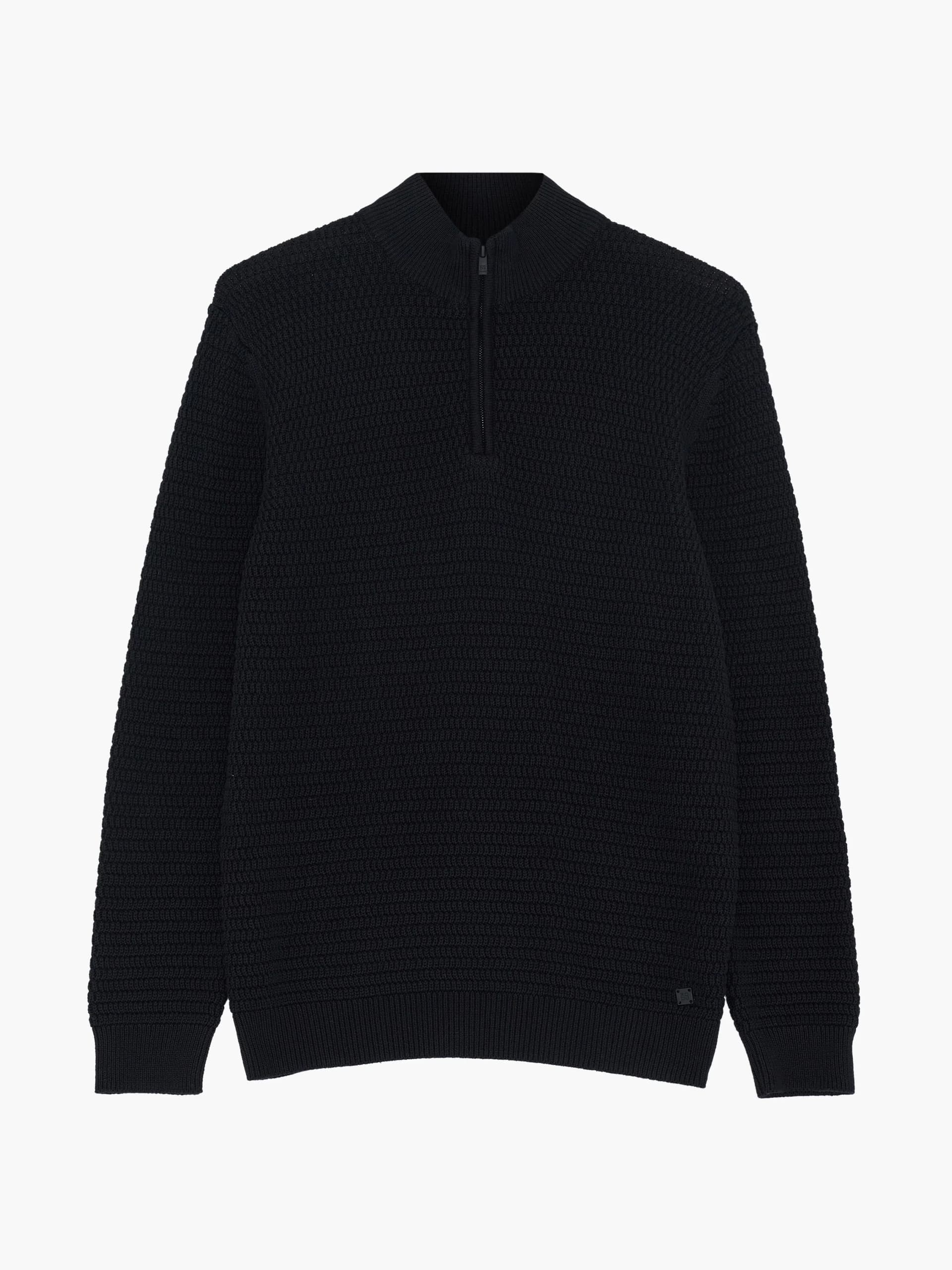 French Connection Black Textured Half Zip Jumper Black