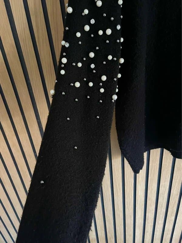 New Look Black jumper with pearl detail