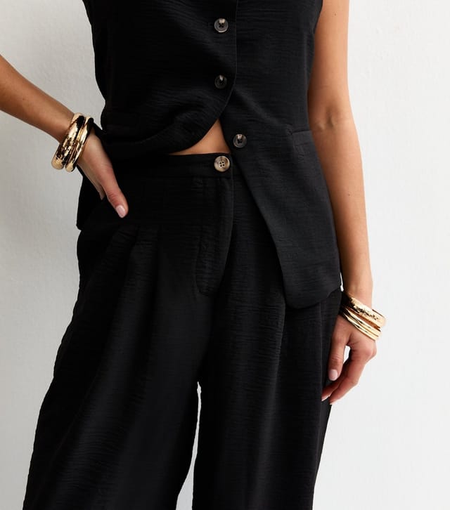 New Look Women's Petite Black Pleated Wide Leg Trousers New Look - 2