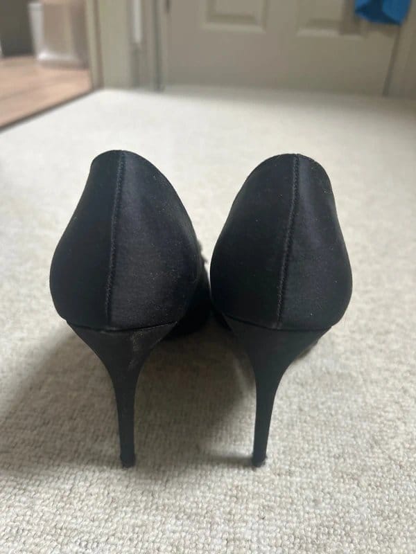 New Look New Look Black satin sparkly bow stilettos - 1