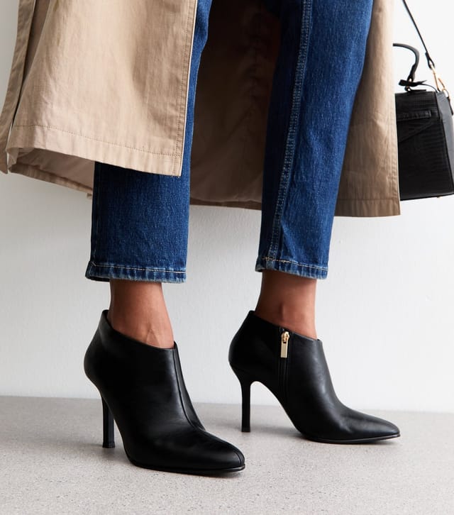 New Look Women's Black Faux Leather Heeled Shoe Boot Vegan New Look - 2