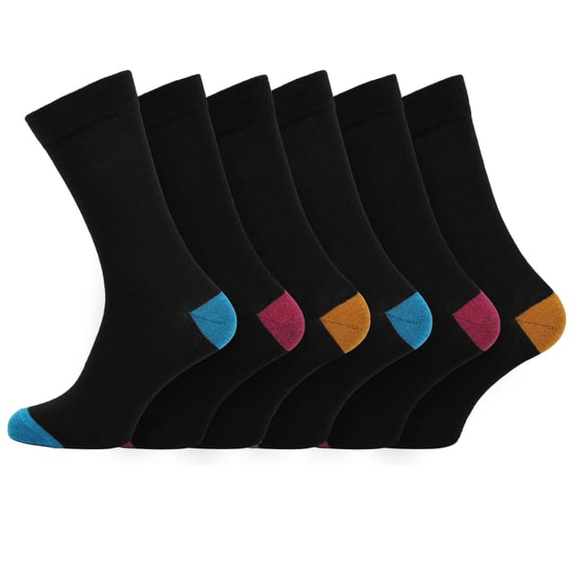 Britwear Britwear Men's 12 x Cotton Blend Heel Toe Design Pattern Socks - 3