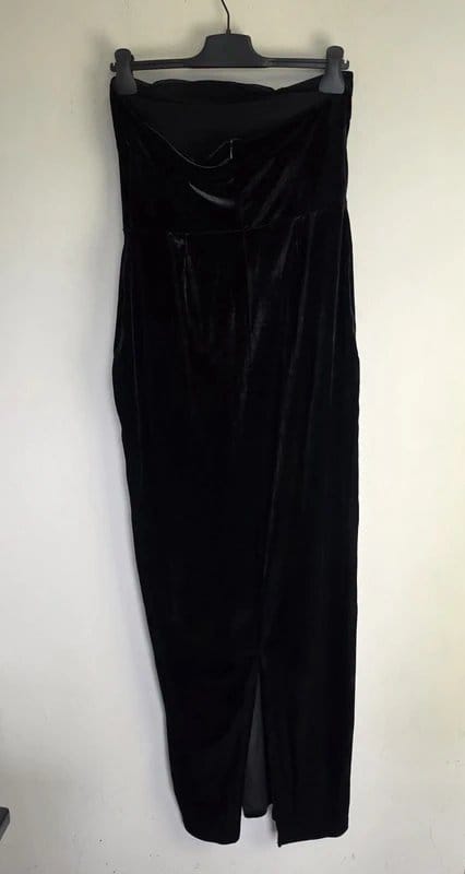 Club L London Black Velvet Bandeau Maxi Dress with Bow Detail UK